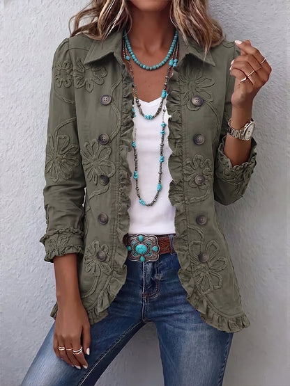 Faustine | Giacca Utility Boho Ricamata con Fiori
