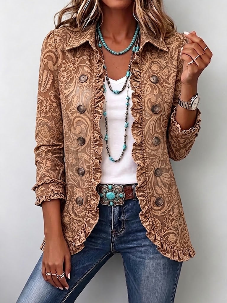 Candelaria | Giacca floreale vintage con balze