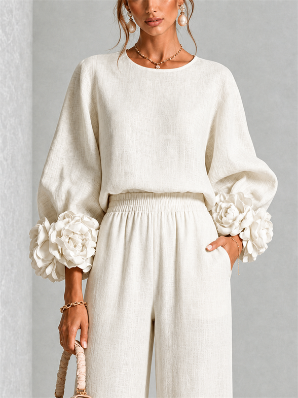 Carys | Completo due pezzi con polsini a fiori