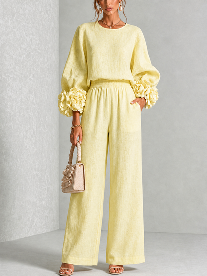 Carys | Completo due pezzi con polsini a fiori