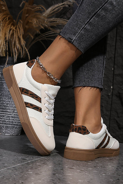 Amber™ : Sneakers in pelle e pelle stampata leopardata