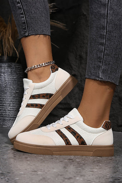 Amber™ : Sneakers in pelle e pelle stampata leopardata