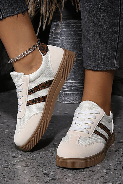 Amber™ : Sneakers in pelle e pelle stampata leopardata