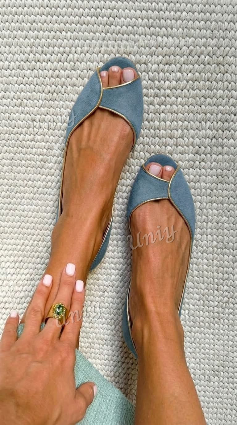Ballerine d'Orsay spuntate in camoscio beige e oro