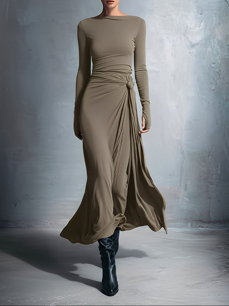 Naomie | Abito maxi con fiocco laterale