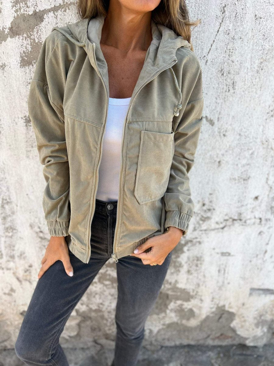 Lauren | Giacca a Coste con Zip e Cappuccio