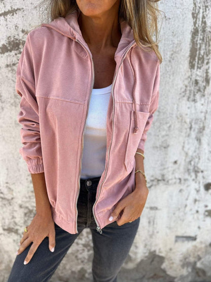 Lauren | Giacca a Coste con Zip e Cappuccio