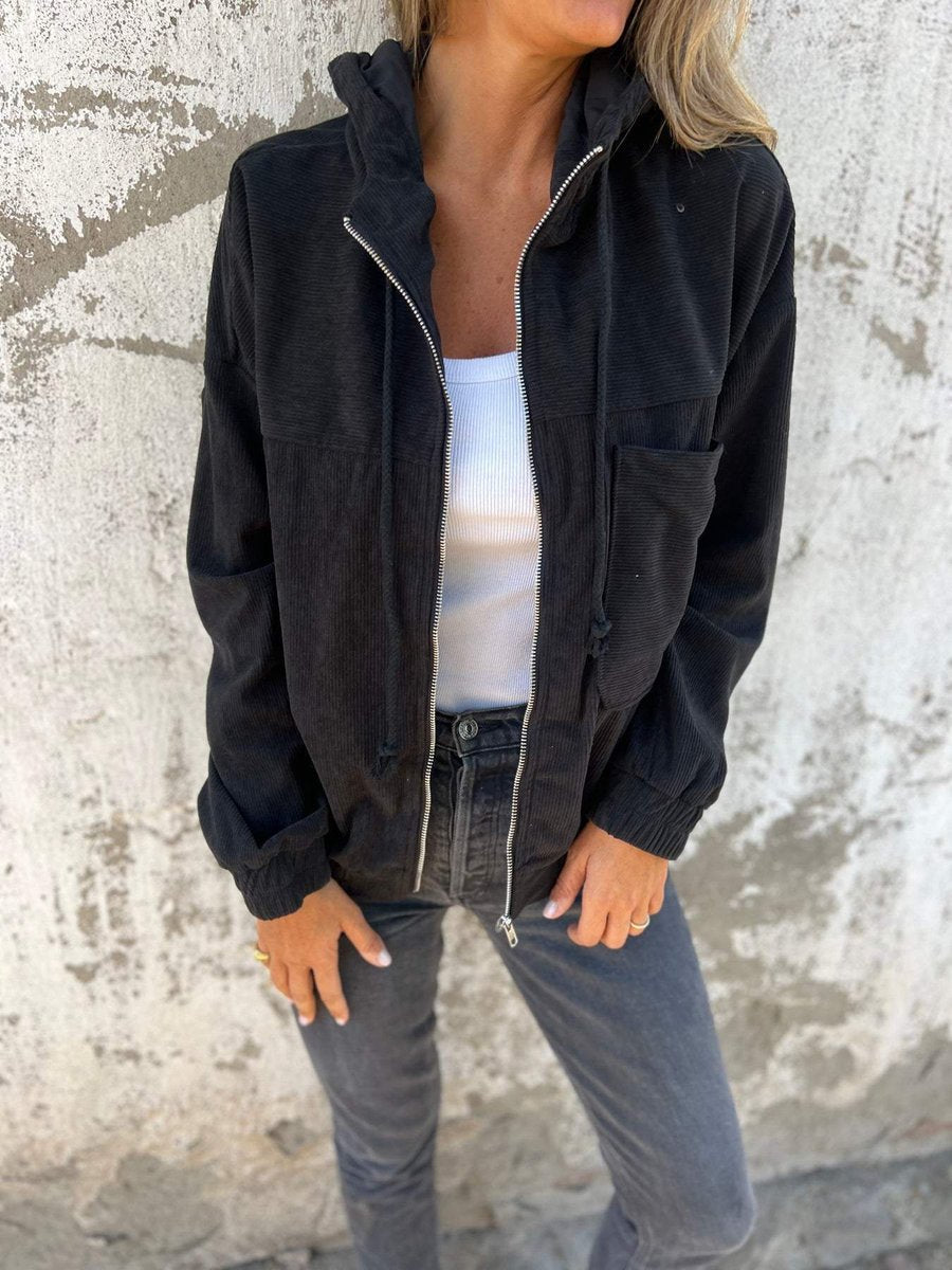 Lauren | Giacca a Coste con Zip e Cappuccio