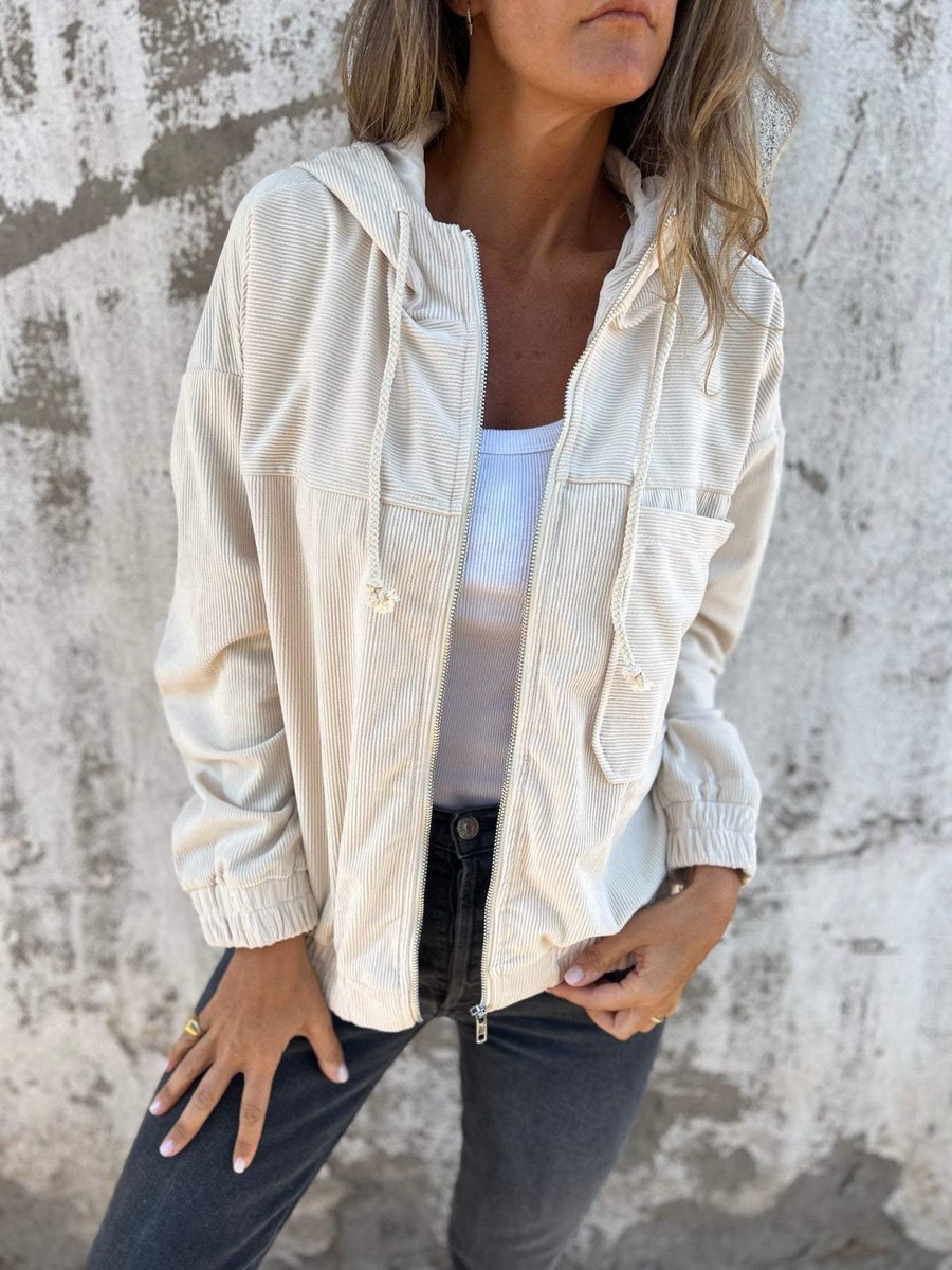 Lauren | Giacca a Coste con Zip e Cappuccio