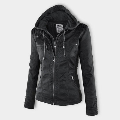 Lucinda | Giacca Biker con Cappuccio Staccabile