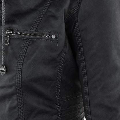 Lucinda | Giacca Biker con Cappuccio Staccabile
