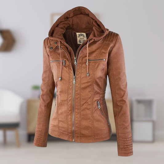 Lucinda | Giacca Biker con Cappuccio Staccabile