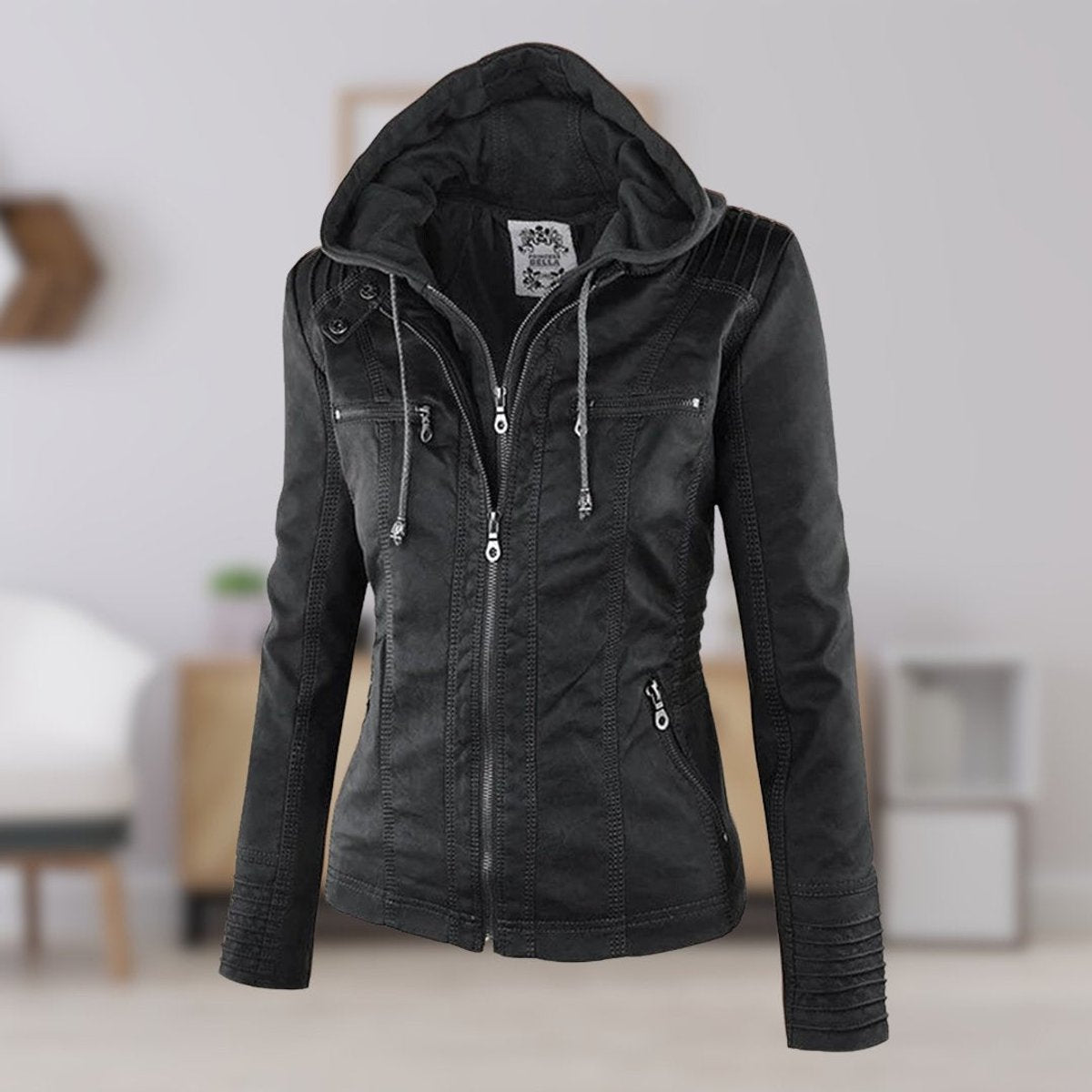 Lucinda | Giacca Biker con Cappuccio Staccabile
