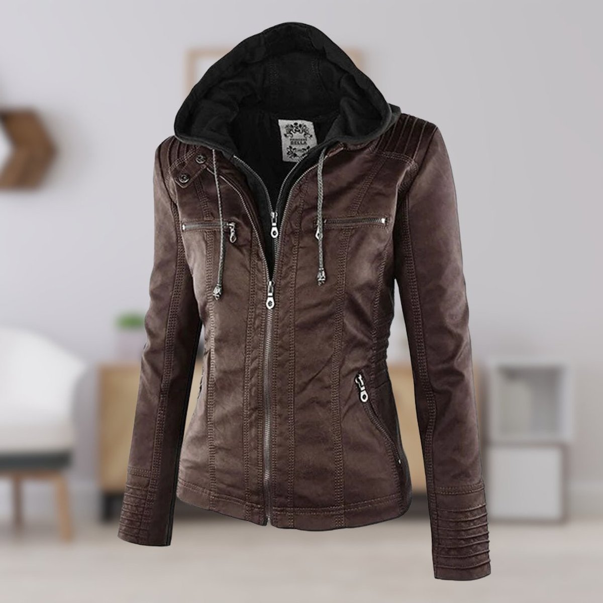 Lucinda | Giacca Biker con Cappuccio Staccabile
