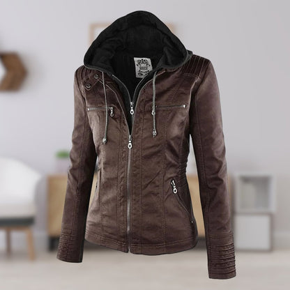 Lucinda | Giacca Biker con Cappuccio Staccabile